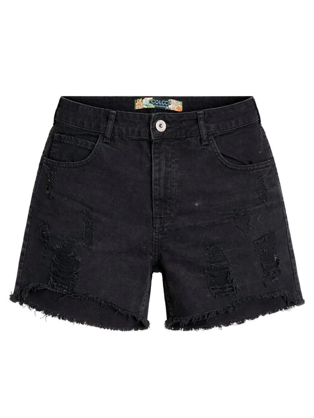 Colcci Jeanswear Size 8 Black Distressed Denim Shorts